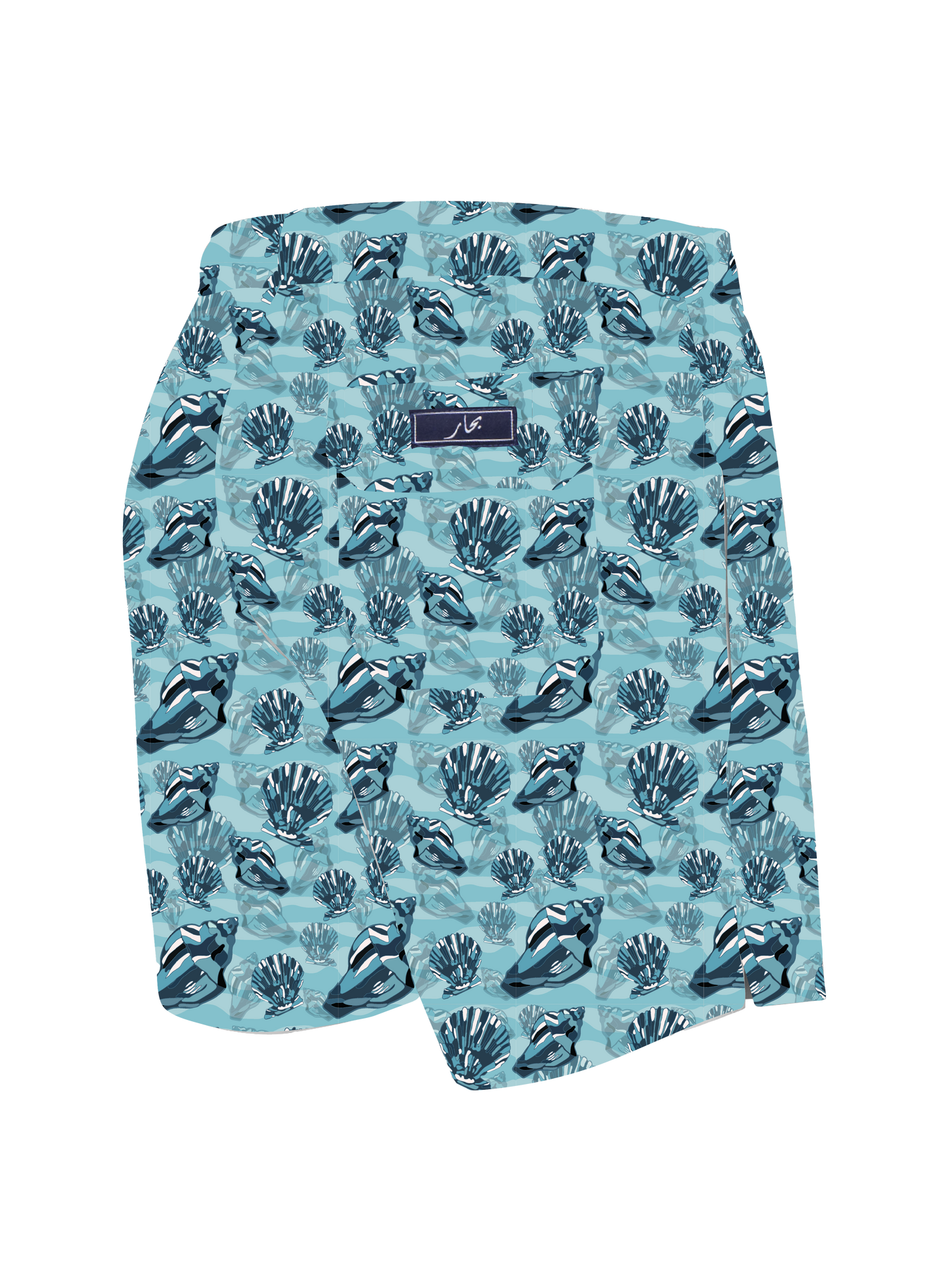 Teal Conchas Swim Shorts - Kids