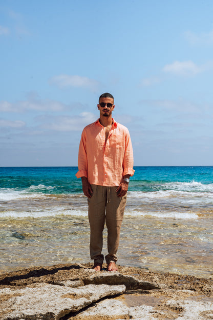Salmon Linen Shirt
