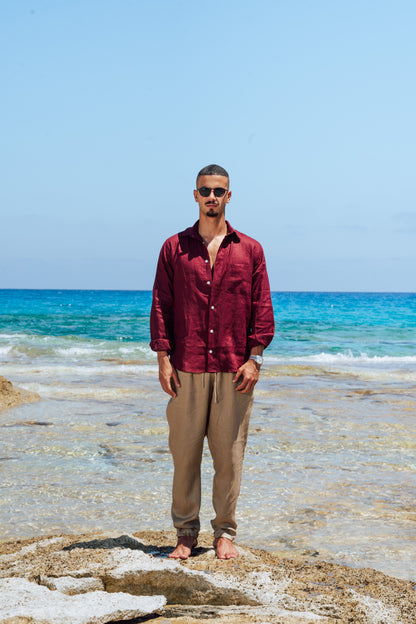 Maroon Linen Shirt
