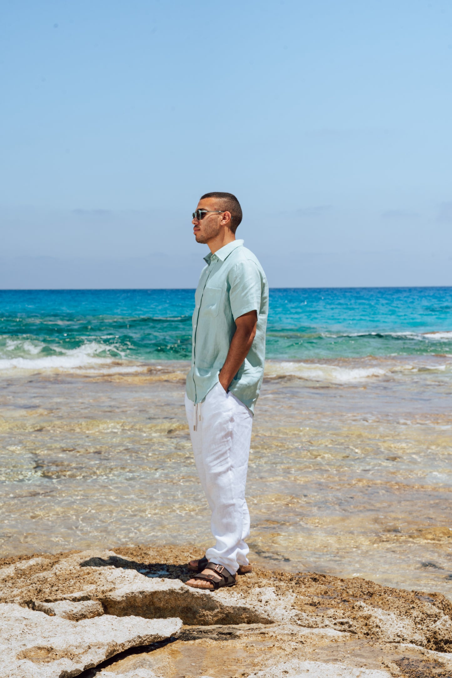 Mint Green Short Sleeve Linen Shirt
