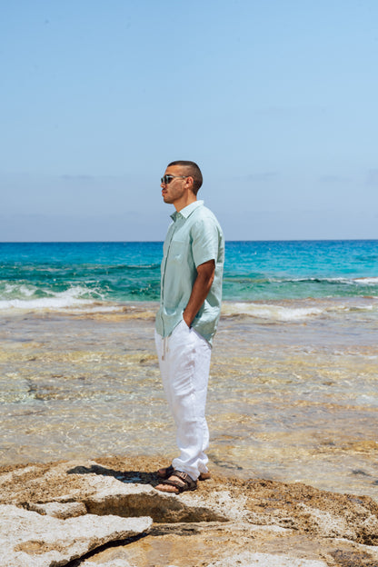 Mint Green Short Sleeve Linen Shirt