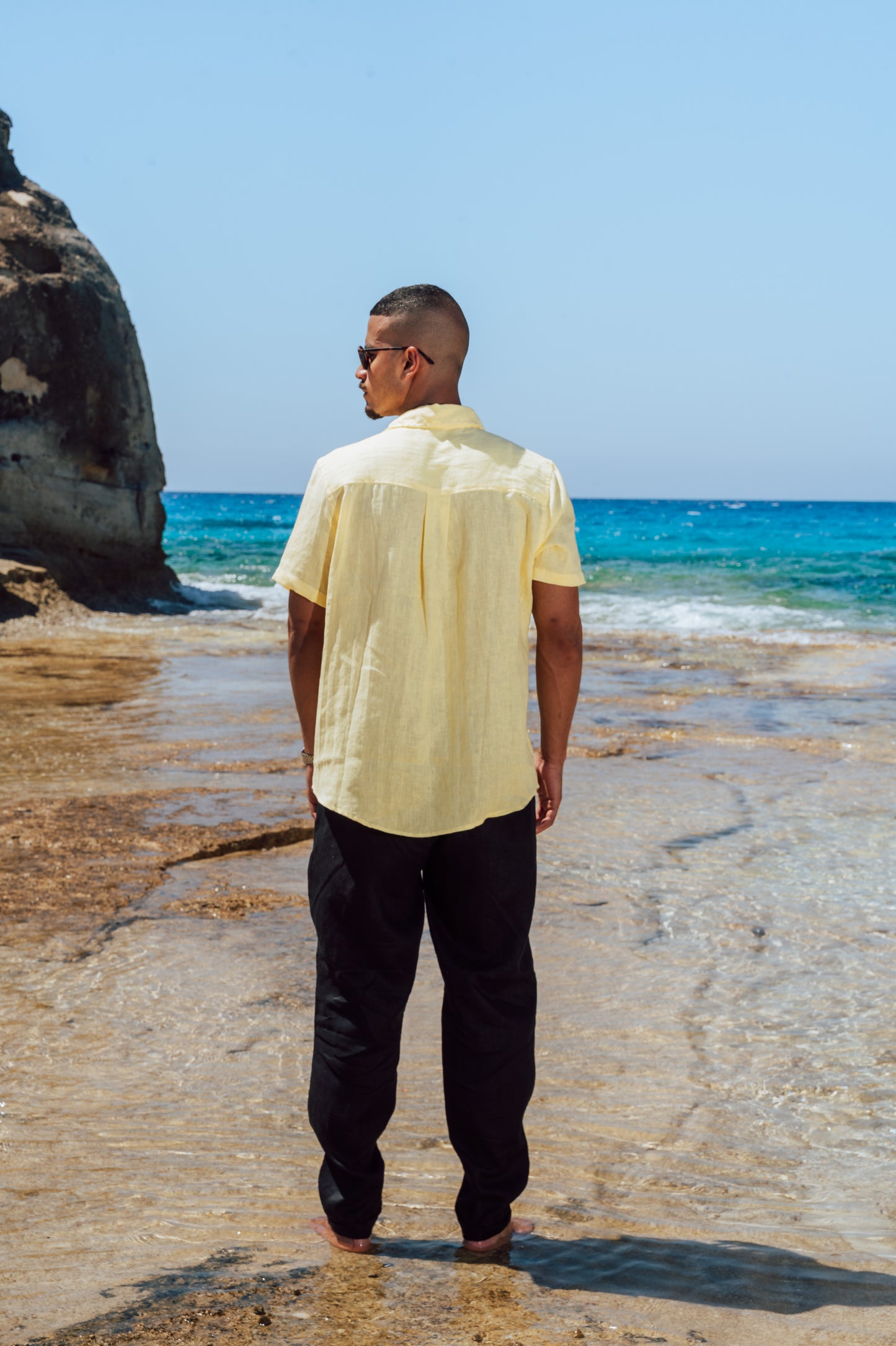 Butter Yellow Short Sleeve Linen Shirt