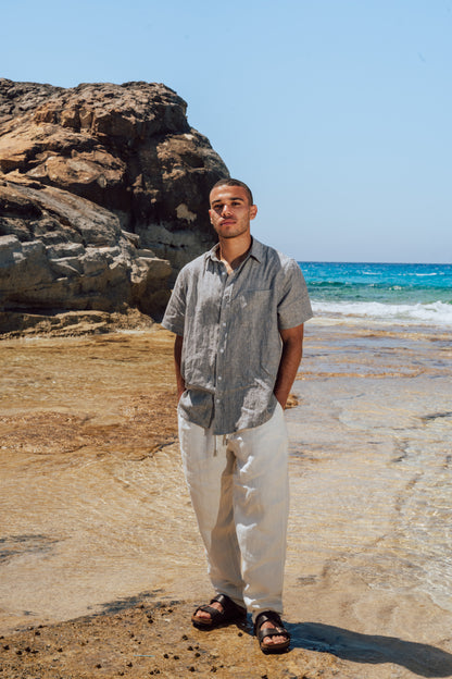 Sailor Stripe Short Sleeve Linen Shirt