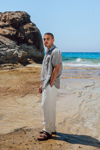 Sailor Stripe Short Sleeve Linen Shirt