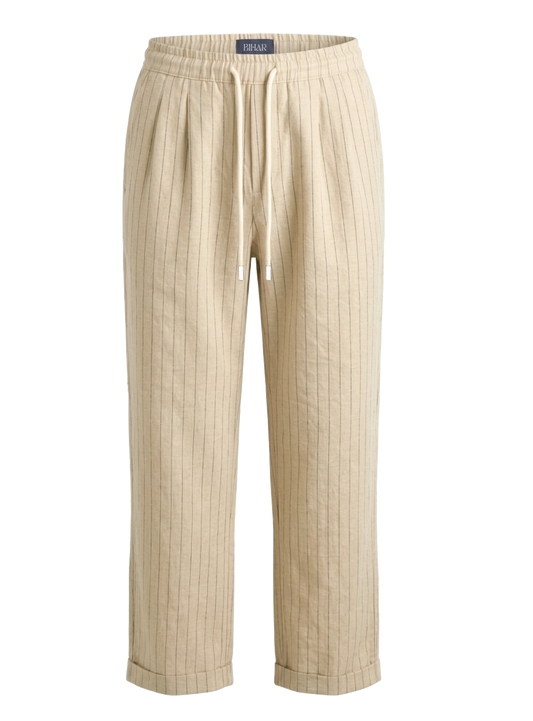 Sand Stripe Linen Trousers