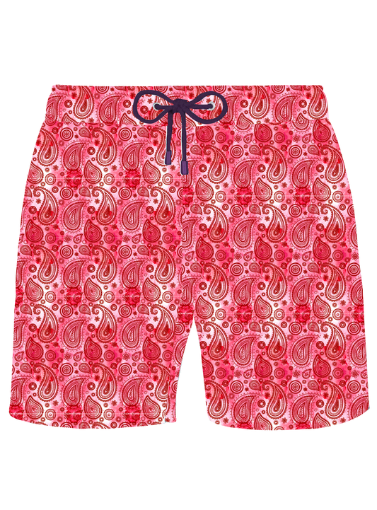 Pink Paisley Swim Shorts - Adults