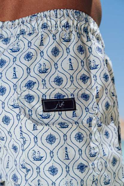 Monochrome Boats Swim Shorts - Adults