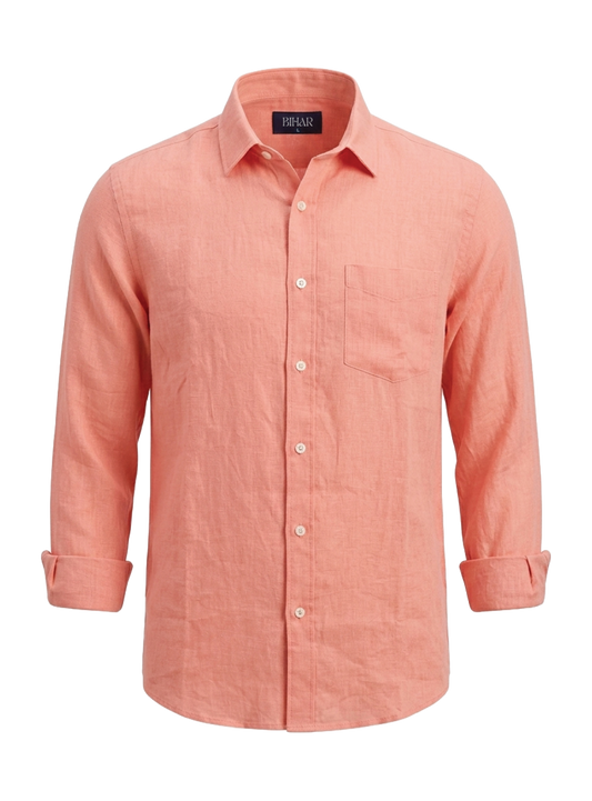 Salmon Linen Shirt