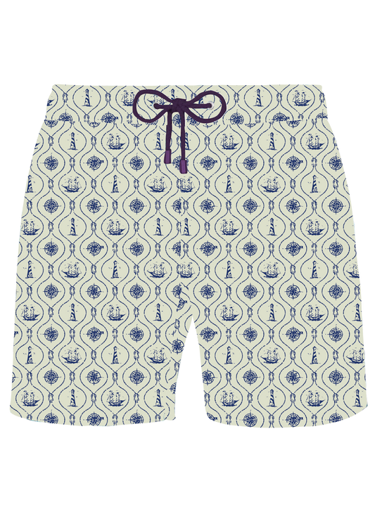 Monochrome Boats Swim Shorts - Adults
