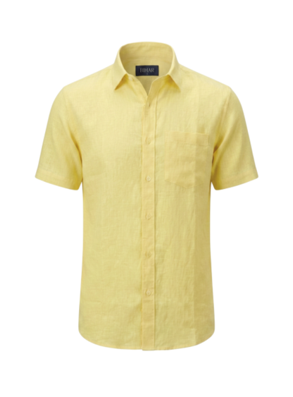 Butter Yellow Short Sleeve Linen Shirt