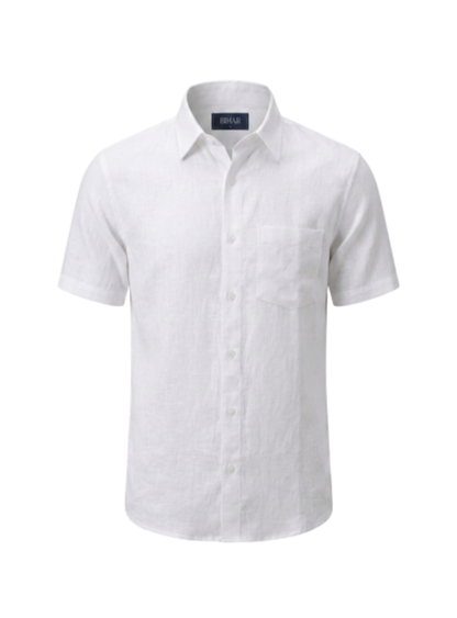 White Short Sleeve Linen Shirt